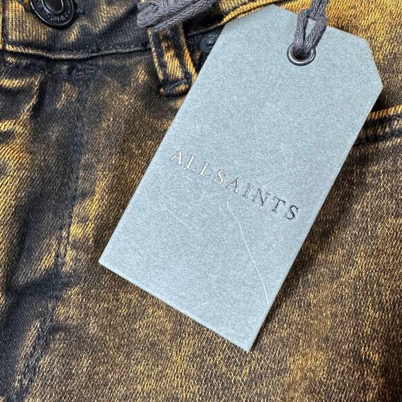 AllSaints NWT Miller Size Me Orange Acid Wash Jeans Size S Mid Rise Skinny Fray - Picture 5 of 11